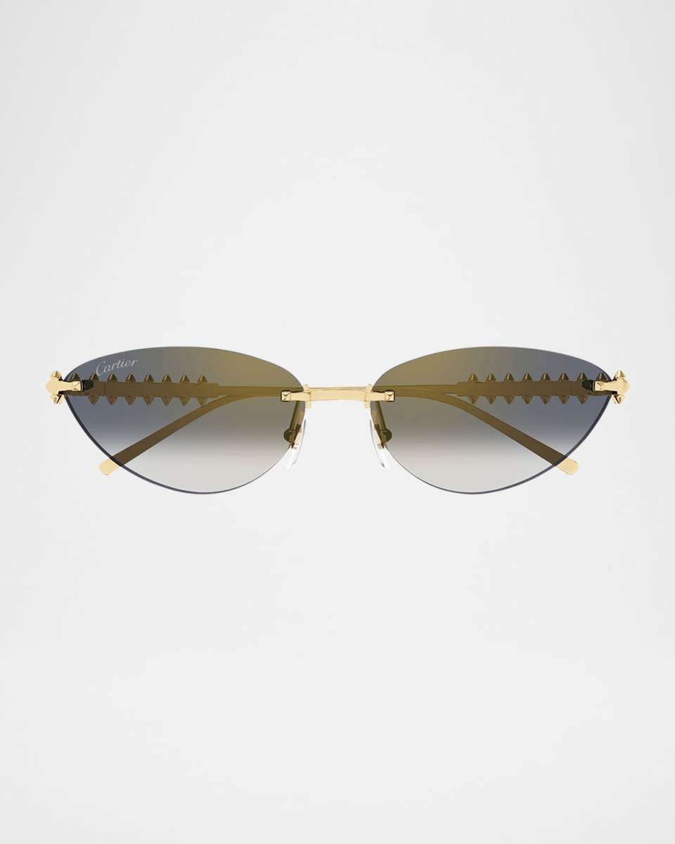 Rimless Metal Cat-Eye Sunglasses